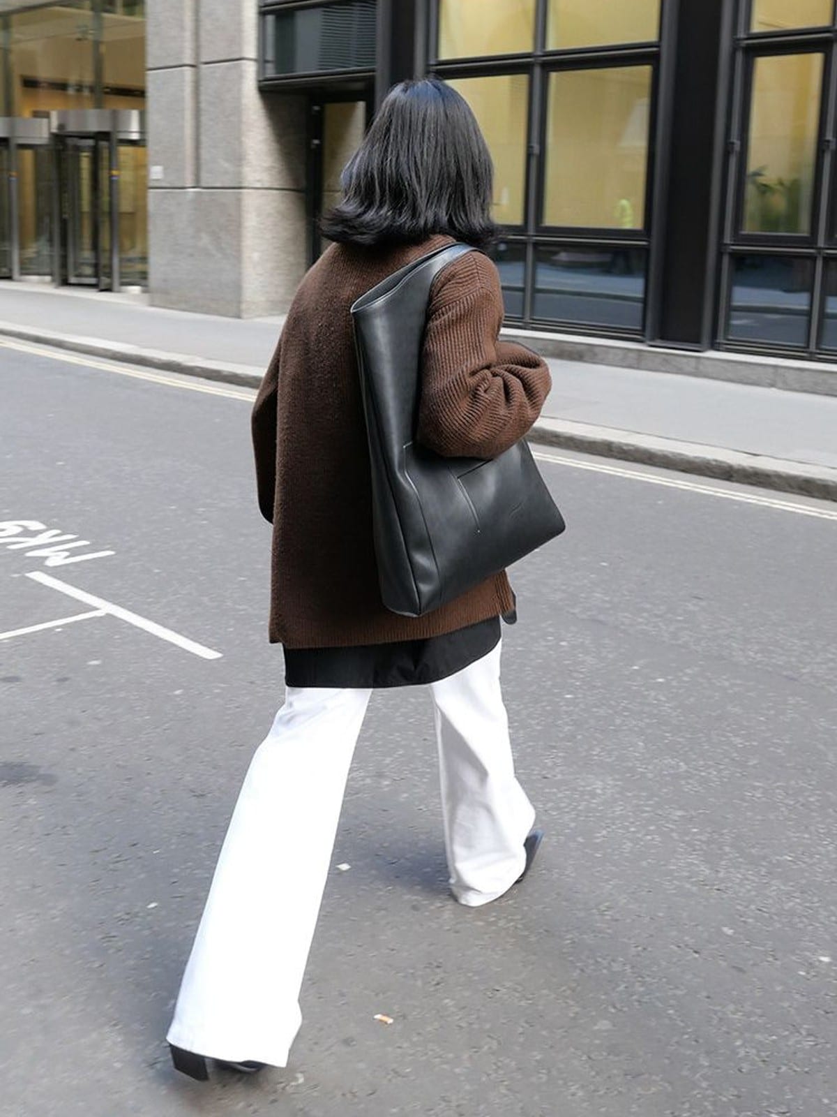 RARELY ALIKE Curved Seam Denim Flare Jeans in White - On Female Model