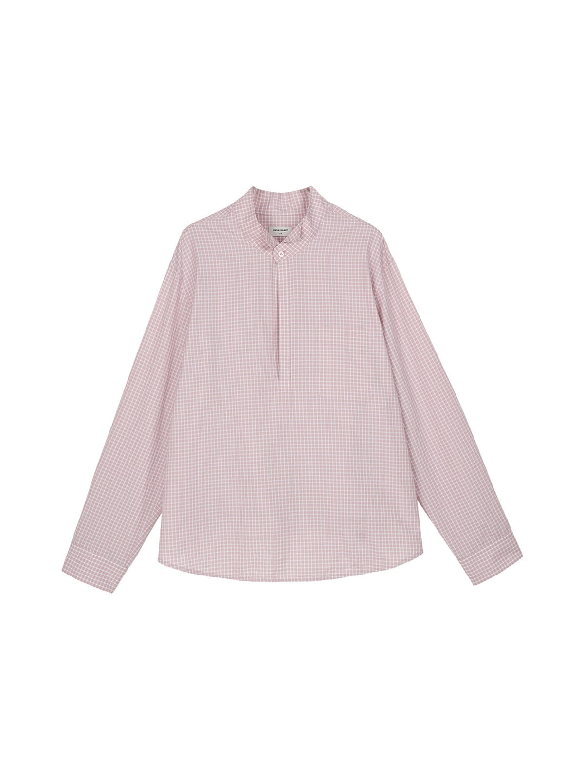 SIMPLE PROJECT Half Placket Plaid Popover Shirt in Pink