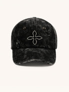 SMFK Distressed Cross Embroidered Baseball Cap in Black