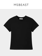 MSBEAST Cotton Blend Tapered Waist T Shirt in Black