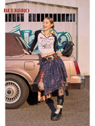 BeerBro Rock Graphic Raglan Tee in White - On Female Model
