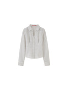 SweetChilling Gingham V Neck Button Up Shirt in Beige