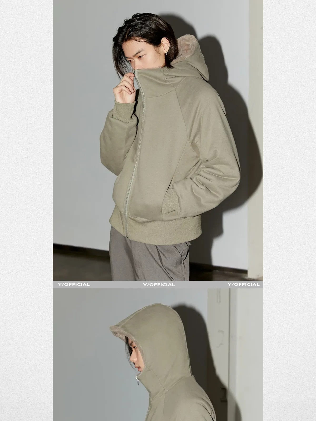 Y Official Reversible Berber Fleece Jacket in Green - On Male Model