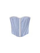 SweetChilling Striped Strapless Corset Top in Blue