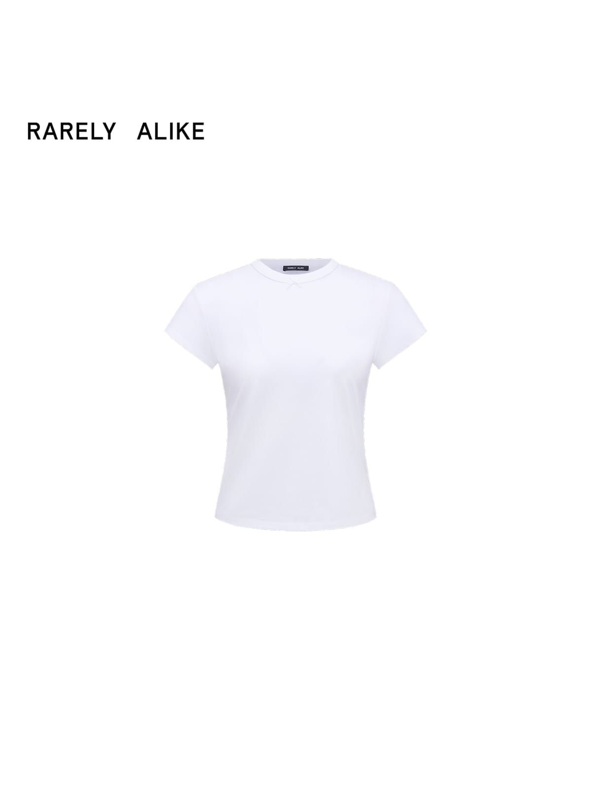 RARELY ALIKE Cotton Bowknot Crewneck T Shirt in White