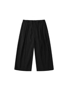 SIMPLE PROJECT Pleated Cropped Wide Leg Trousers in Black