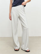 MSBEAST Cotton Blend Wide Leg Sweatpants in Heather Gray - On Female Model