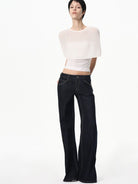 RARELY ALIKE Sheer Knit Cape Camisole Set in White - On Female Model