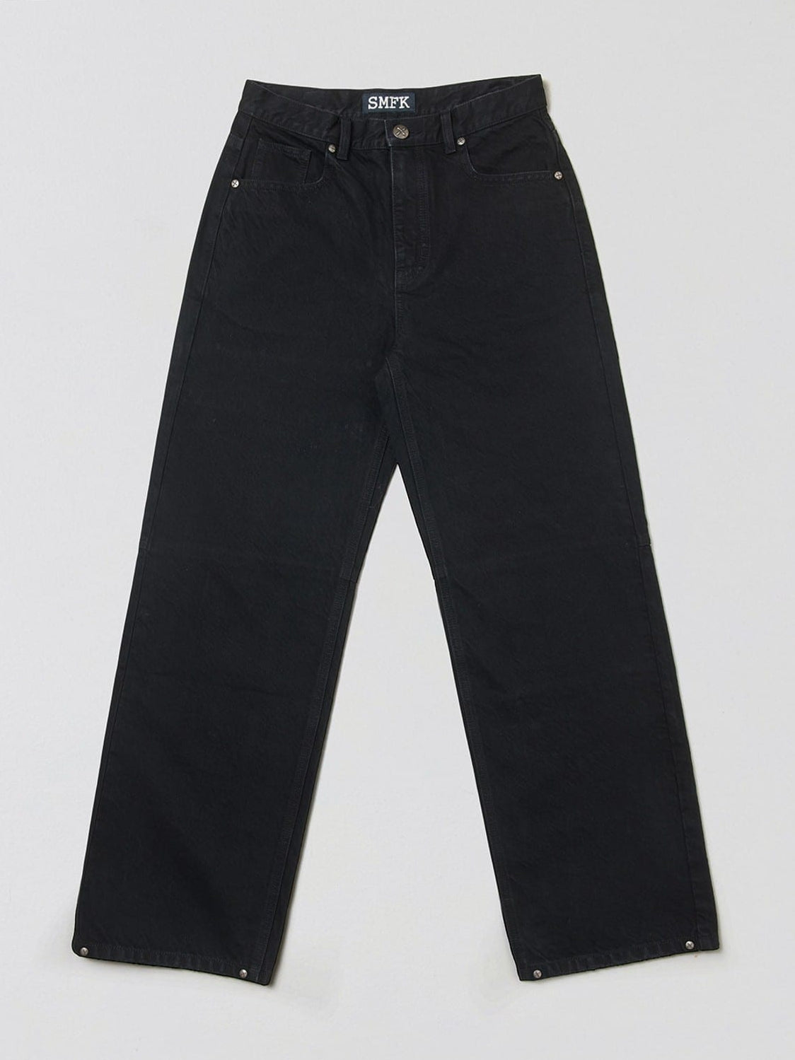 SMFK Washed Wide Leg Denim Jeans in Black