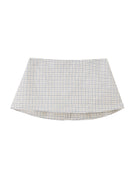 SweetChilling Gingham Plaid Mini Skirt in Beige