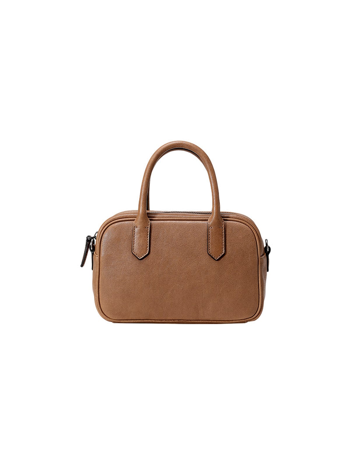 QIUZHEN Vegetable Tanned Leather Bowling Bag in Gray