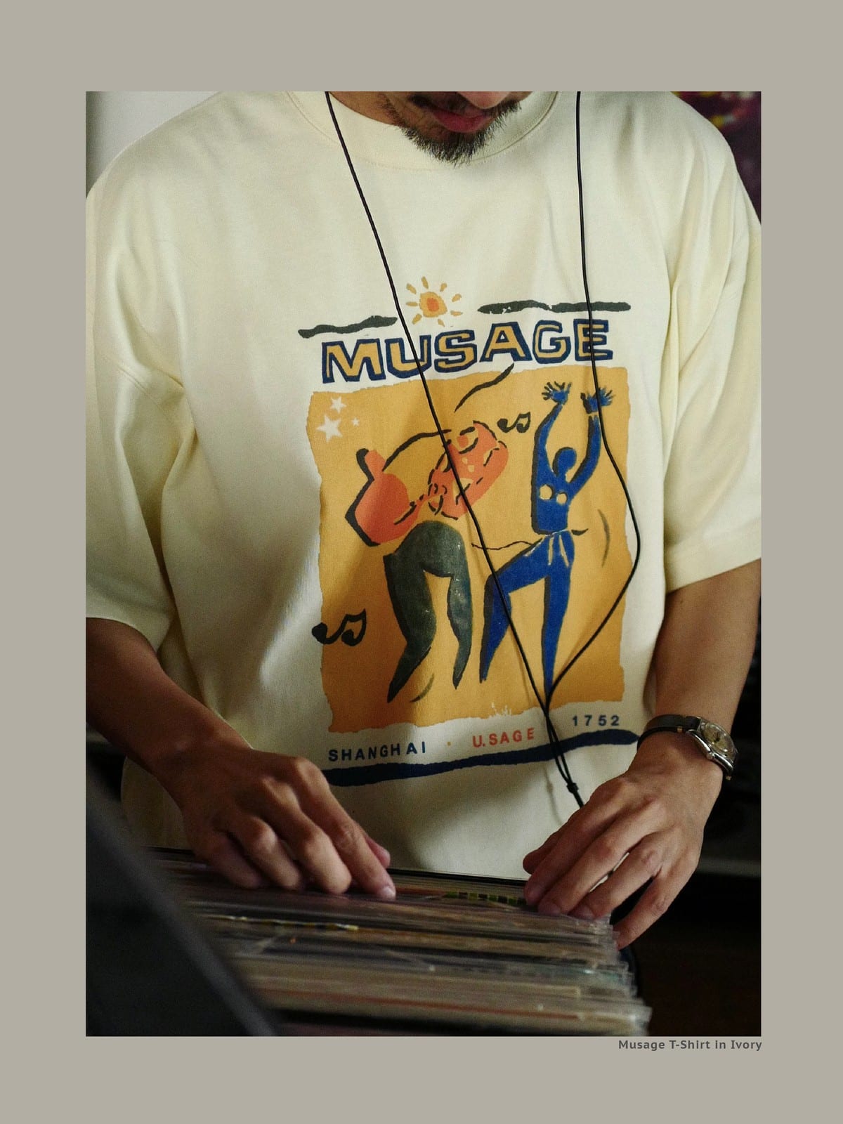 USAGE Heavyweight Graphic Cotton T Shirt in White - On Male Model