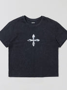 SMFK Washed Cross Graphic Cotton T Shirt in Gray