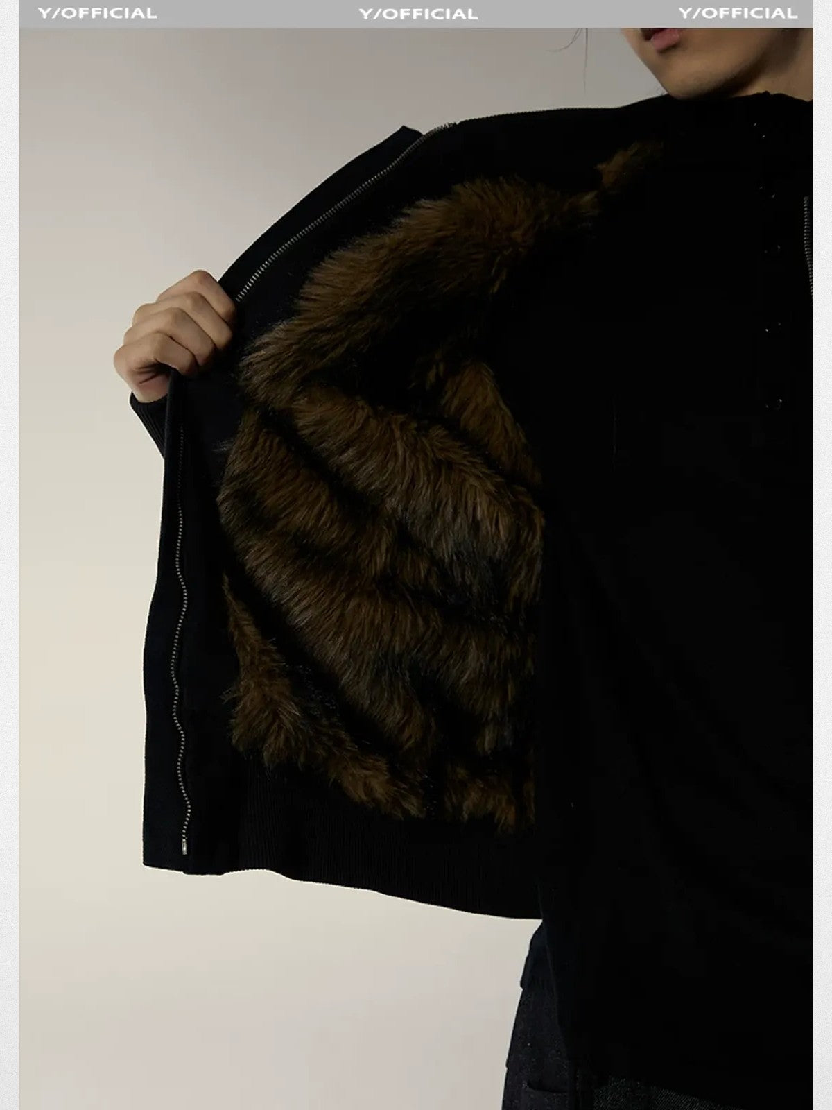 Y OFFICIAL Deconstructed Washed Cotton Jacket in Black - On Male Model
