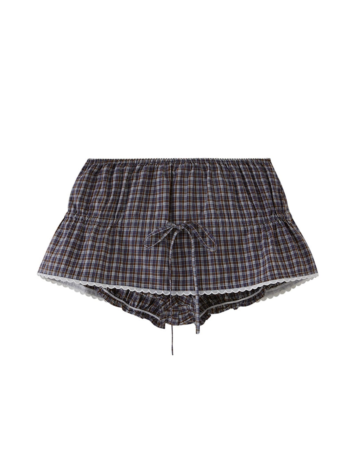 SweetChilling Drawstring Ruffled Mini Skirt in Brown