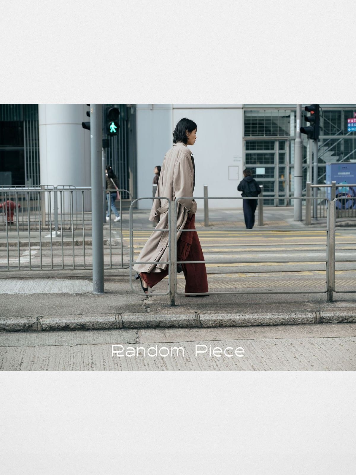 Random Piece Soft Draped Nylon Blend Trench Coat in Beige - Lifestyle