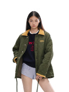 SweetChilling Layered Look Jacquard Crewneck Sweater in Navy Blue - On Female Model