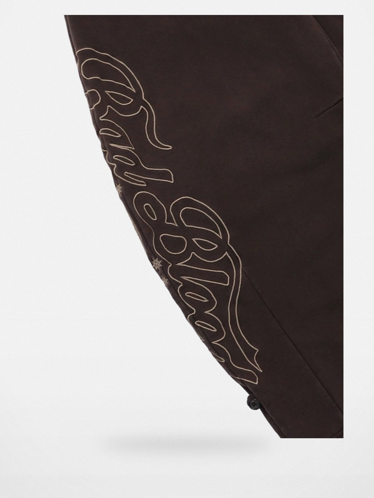 BADSEED 2 Way Curved Leg Joggers in Brown - Detail