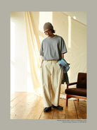 USAGE Heavyweight Herringbone Cargo Pants in White - On Male Model
