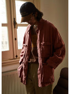 USAGE Linen Four Pocket BDU Jacket in Pink - On Male Model