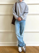 VLABMADE Ice Blue Raw Hem Straight Jeans in Blue - On Male Model