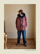 USAGE Cotton Nylon Hooded Mountain Parka in Pink - On Male Model