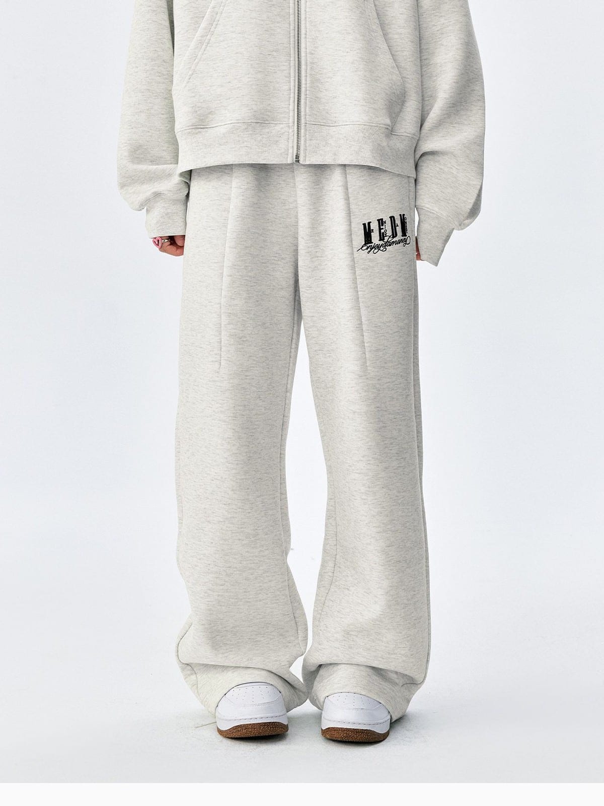 MEDM Cotton Blend Straight Leg Sweatpants in Heather Gray - On Model