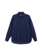 SIMPLE PROJECT Lyocell Cotton Pocket Work Shirt in Navy Blue