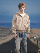 SOD Reversible Rhinestone Zip Hoodie in Beige - Lifestyle