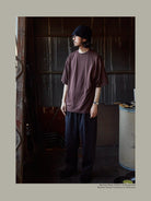 USAGE Merino Wool Blend T Shirt Set in Brown - On Male Model