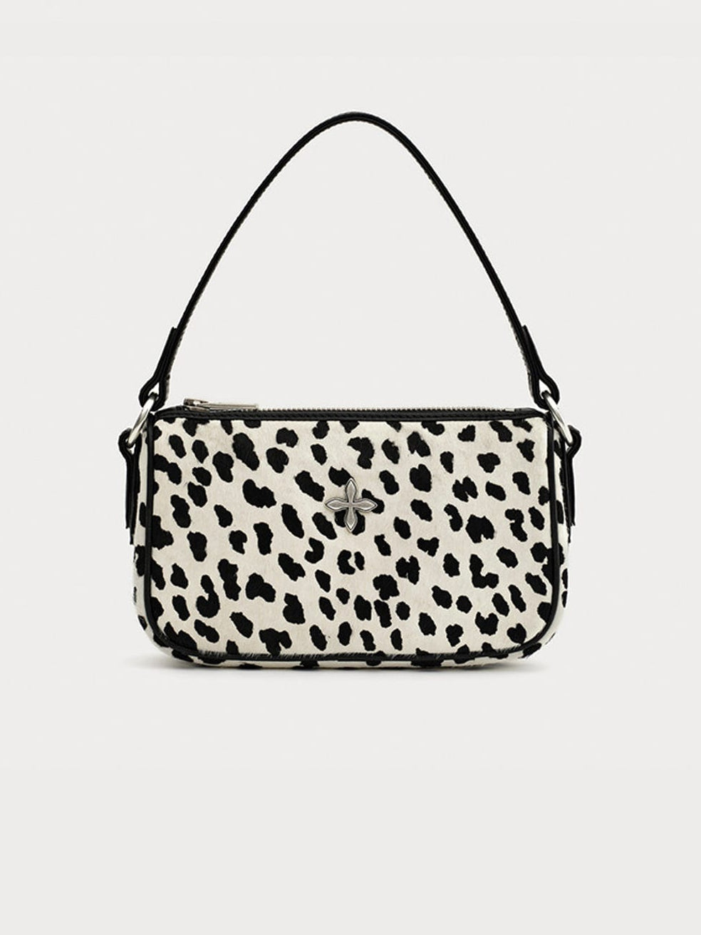 SMFK Cross Badge Leather Shoulder Bag in White