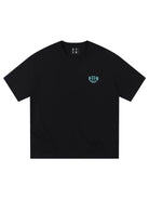MEDM Letter Embroidery Cotton T Shirt in Black