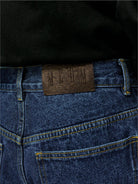 MEDM Washed Wide Leg Jeans in Navy Blue - On Model