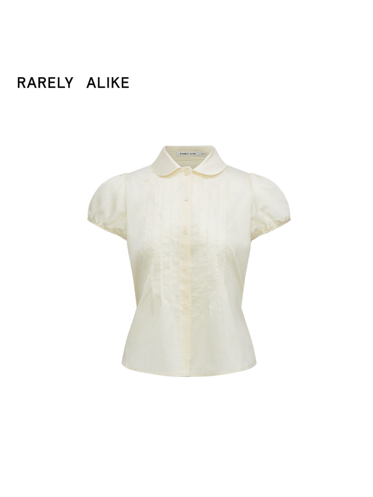 RARELY ALIKE Peter Pan Collar Tie Front Shirt in Cream