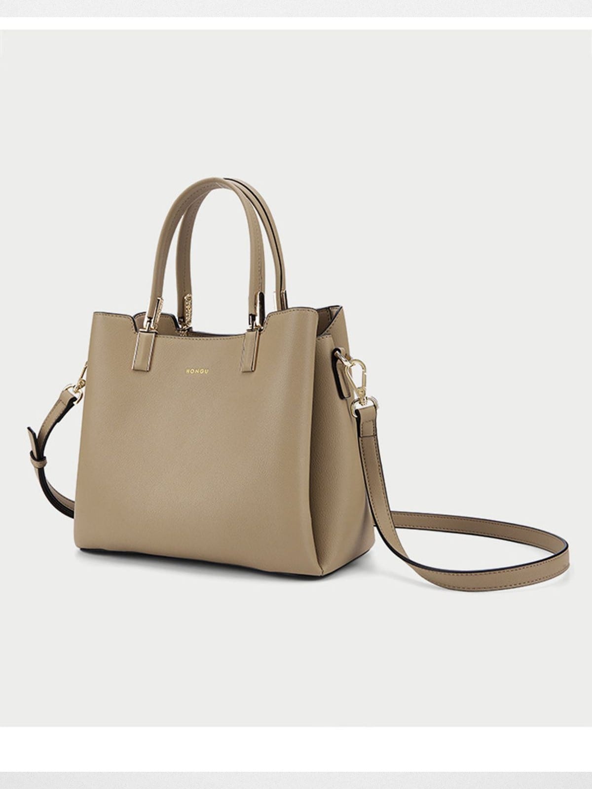 HONGU Split Cowhide Crossbody Handbag in Beige