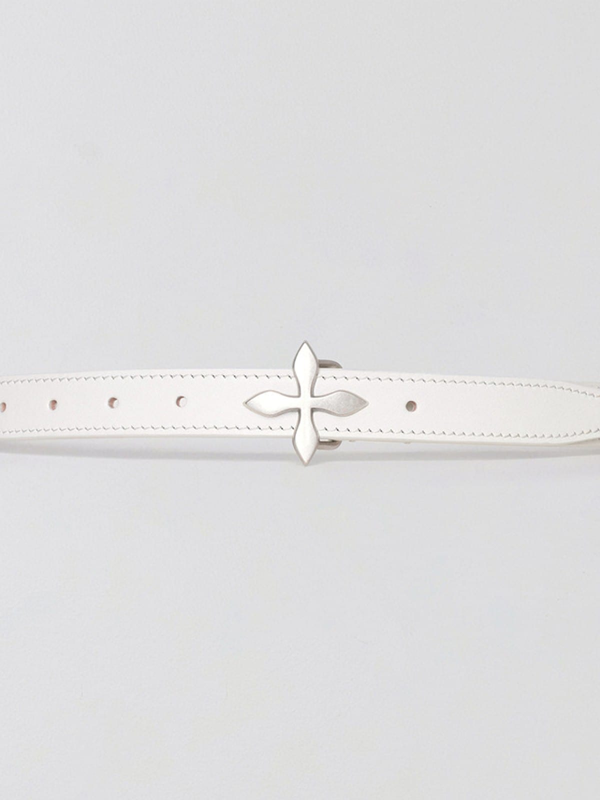 SMFK Thin Leather Cross Buckle Belt in White