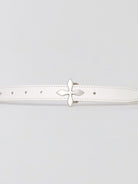 SMFK Thin Leather Cross Buckle Belt in White