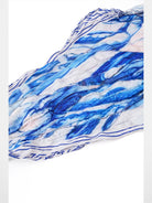 Retro 21 Irregular Pleated Vintage Print Scarf in Blue - Detail