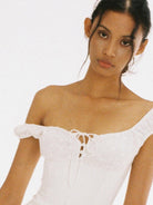 SweetChilling Sporty Paneled Cutout Pleated Mini Dress in White - On Female Model