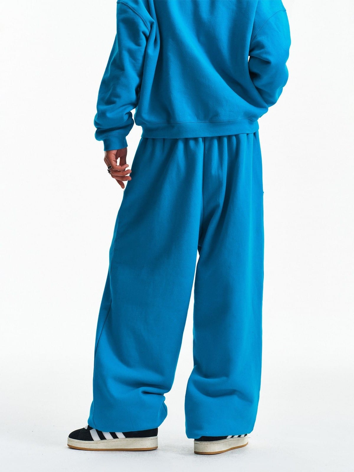 MEDM Cotton Drawstring Sweatpants in Blue - On Model