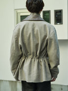 Retro 21 Wool Blend Contrast Collar Jacket in Khaki - On Model