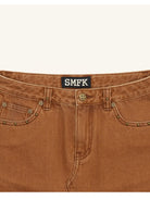 SMFK Vintage Wash Denim Mini Skirt in Brown - Detail
