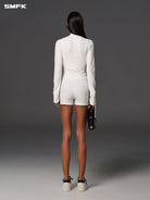 SMFK Lightweight Zip Up Fitness Jacket in White - On Model