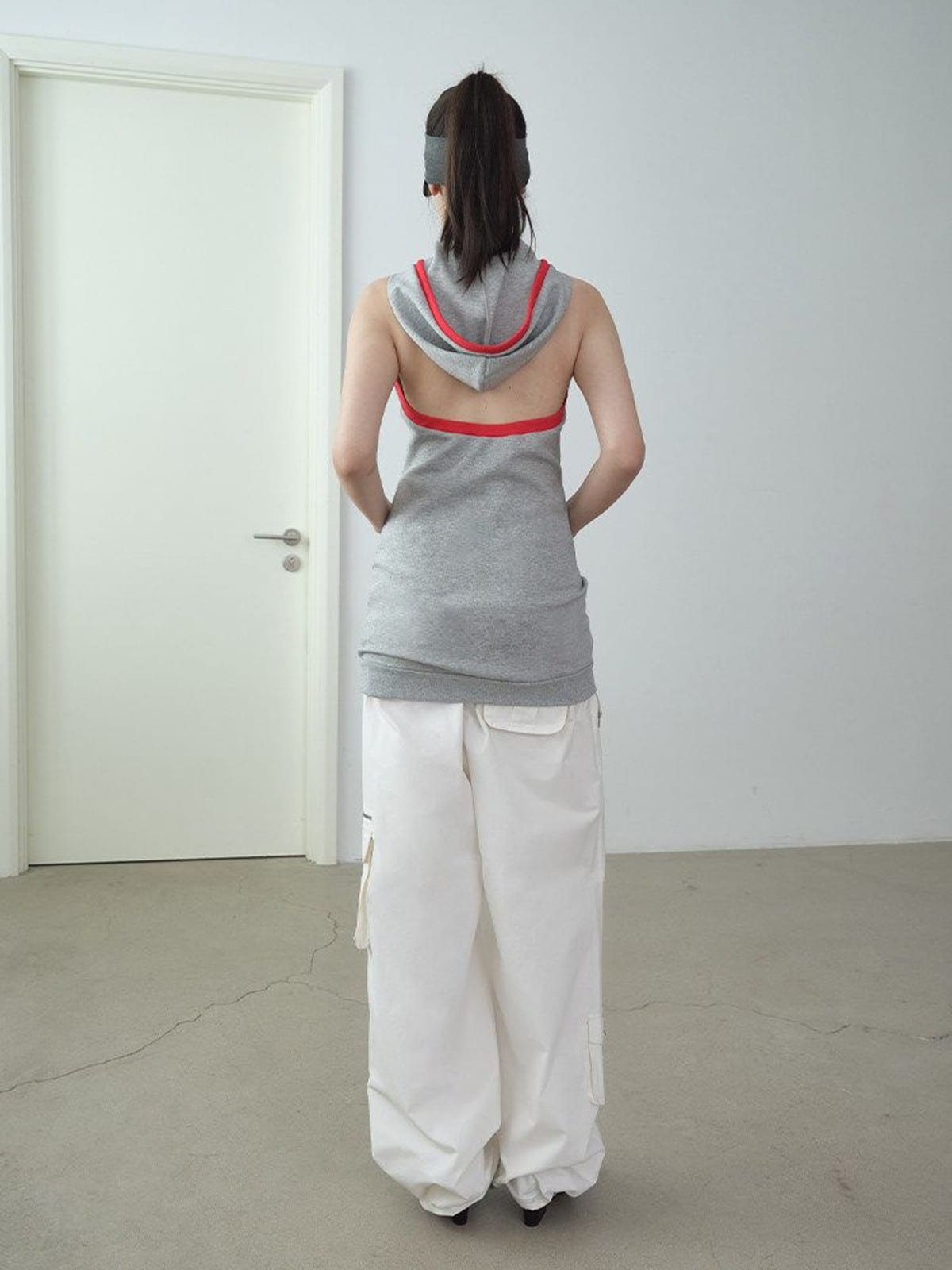 RARELY ALIKE Hooded Half Zip Sweatshirt Dress in Gray - On Model