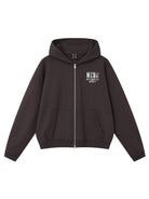 MEDM 3D Logo Two Way Zip Cotton Hoodie in Brown