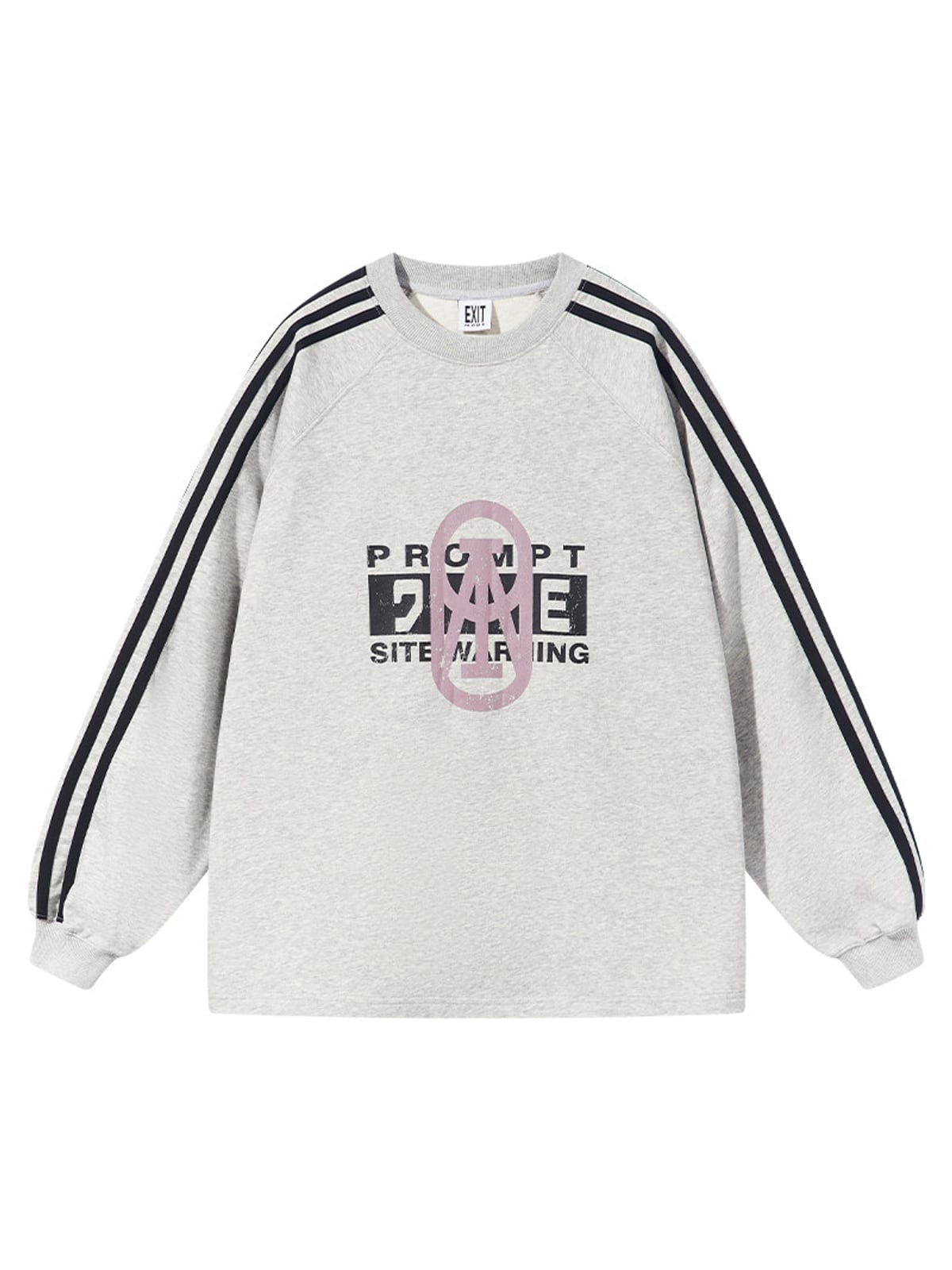 BLINDNOPLAN Color Block Graphic Raglan Sweatshirt in Gray
