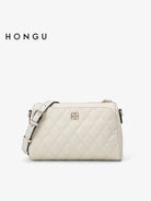 HONGU Quilted Leather Chain Crossbody Bag in Cream