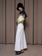RARELY ALIKE Cotton Hoodie Fishtail Skirt Set in White - On Female Model
