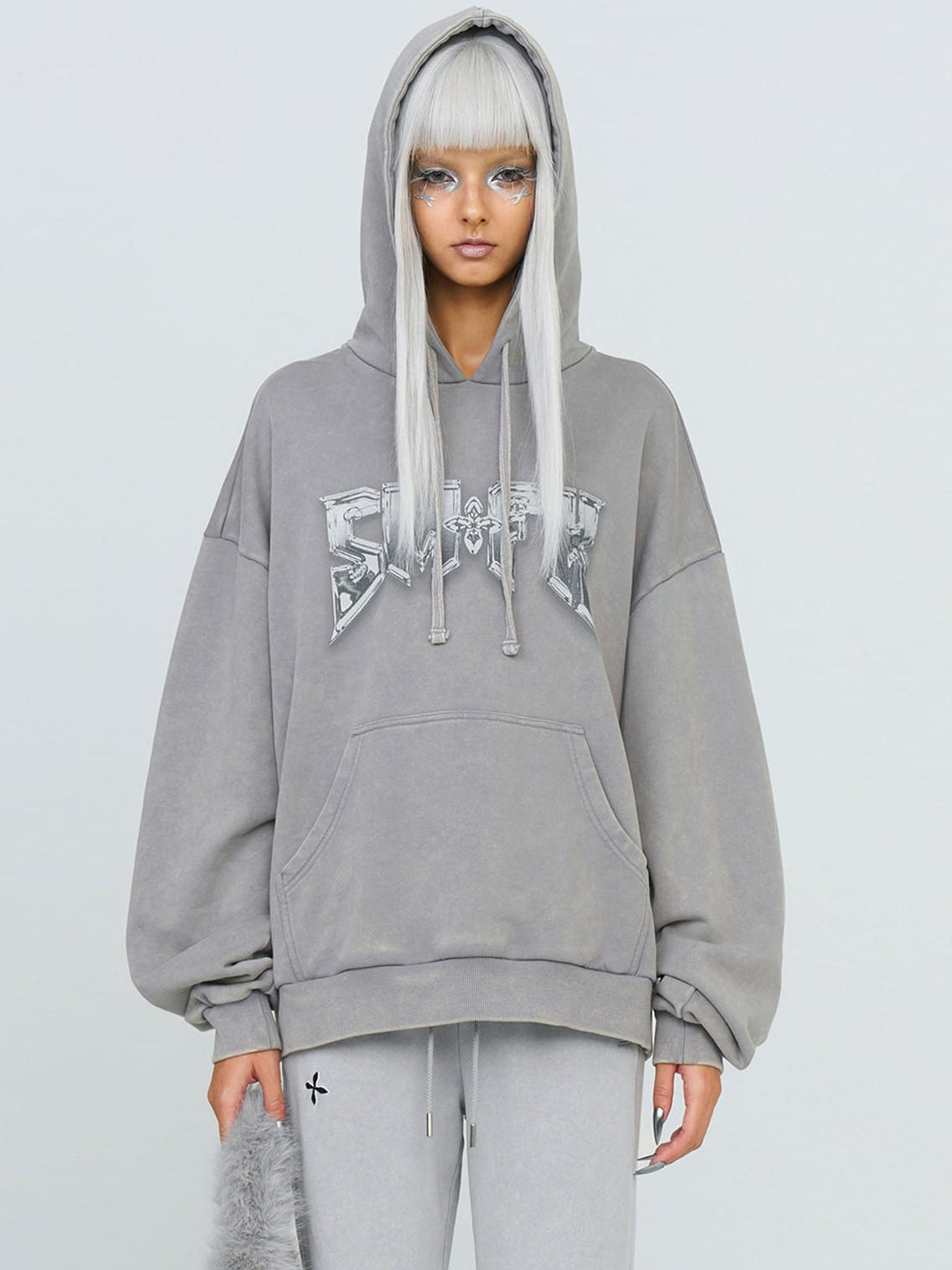 SMFK Cotton Flared Sweatpants in Gray - On Female Model