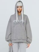 SMFK Cotton Flared Sweatpants in Gray - On Female Model